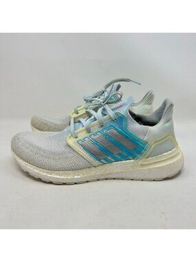 Adidas Ultraboost 20 Womens Size 10 White Blue Iridescent Boost Running Shoes